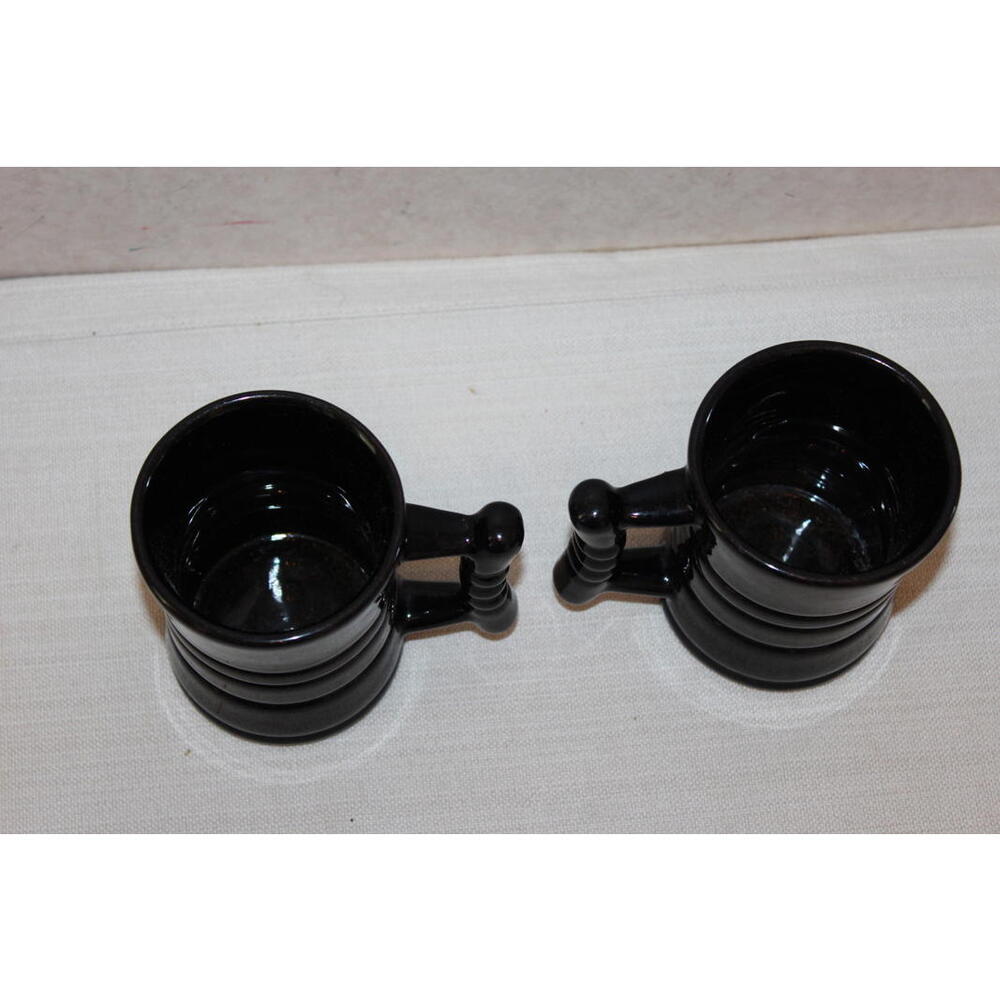 Vintage Frankoma C3 Black Coffee Mugs - Set of 2 - Picture 3 of 4